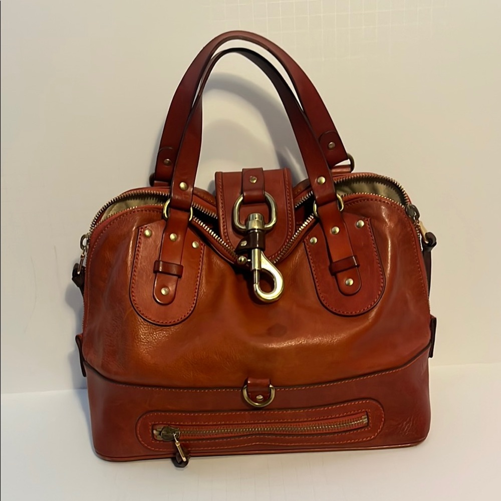 Vintage Y2K CHLOE Burnt Orange Handbag Gold Hardware Buckle Detailing